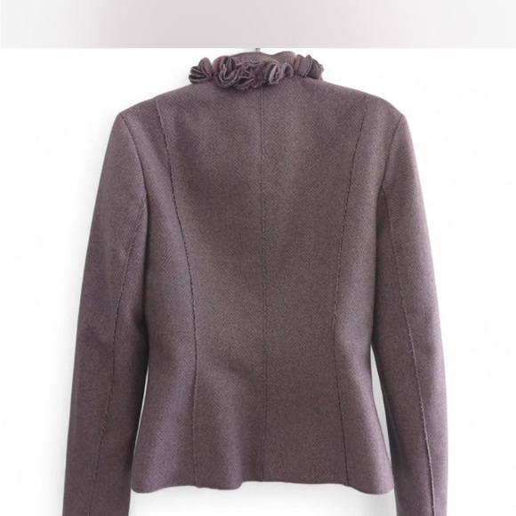 Banana Republic Italian Wool Blazer Size 14 | Lilac Purple Rosette Collar Jacket - Picture 4 of 12